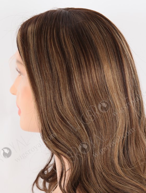 Trendy Wigs Best Real Hair Brown Hair Highlight Pretty Wigs | In Stock European Virgin Hair 18" Beach Wave 3# with T3/8# highlights Color Lace Front Silk Top Glueless Wig GLL-08048-25349