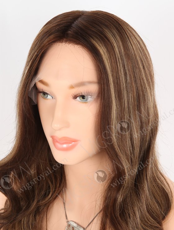 Trendy Wigs Best Real Hair Brown Hair Highlight Pretty Wigs | In Stock European Virgin Hair 18" Beach Wave 3# with T3/8# highlights Color Lace Front Silk Top Glueless Wig GLL-08048-25352