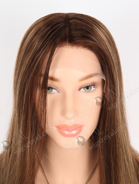 Good Wig Websites Perfect Hairline Straight Human Hair Wigs for Hair Loss | In Stock European Virgin Hair 16" Sraight 3# with T3/8# highlights Color Lace Front Silk Top Glueless Wig GLL-08049-25356