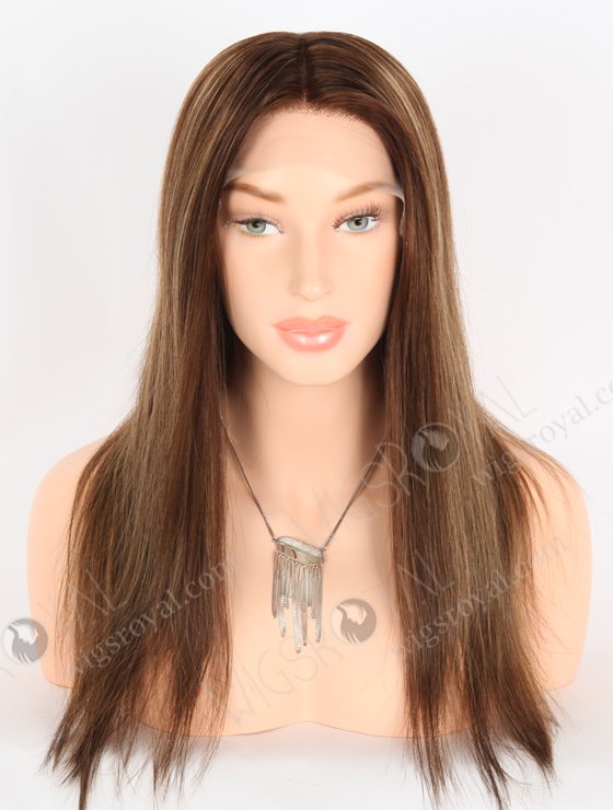 Good Wig Websites Perfect Hairline Straight Human Hair Wigs for Hair Loss | In Stock European Virgin Hair 16" Sraight 3# with T3/8# highlights Color Lace Front Silk Top Glueless Wig GLL-08049-25355