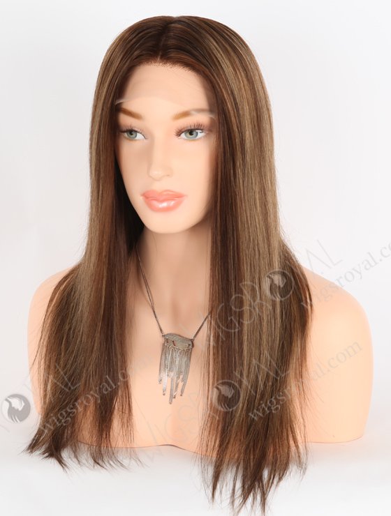 Good Wig Websites Perfect Hairline Straight Human Hair Wigs for Hair Loss | In Stock European Virgin Hair 16" Sraight 3# with T3/8# highlights Color Lace Front Silk Top Glueless Wig GLL-08049-25357