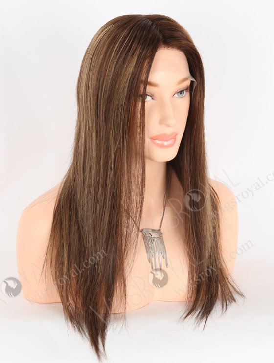 Good Wig Websites Perfect Hairline Straight Human Hair Wigs for Hair Loss | In Stock European Virgin Hair 16" Sraight 3# with T3/8# highlights Color Lace Front Silk Top Glueless Wig GLL-08049-25358