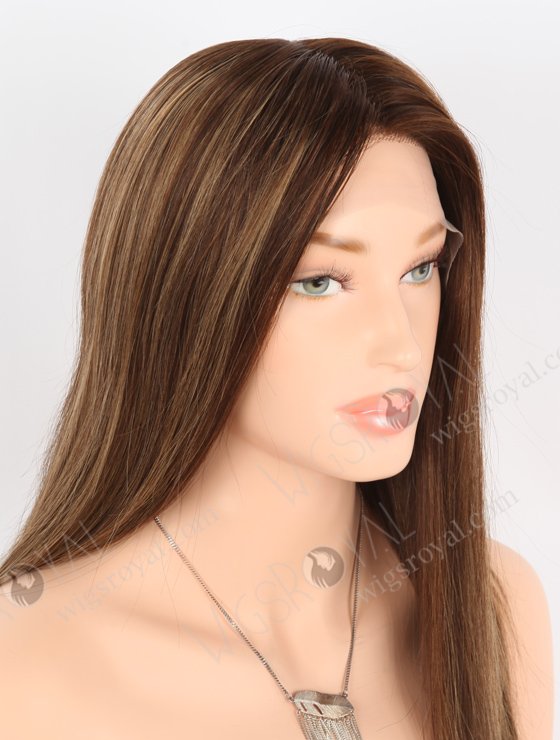 Good Wig Websites Perfect Hairline Straight Human Hair Wigs for Hair Loss | In Stock European Virgin Hair 16" Sraight 3# with T3/8# highlights Color Lace Front Silk Top Glueless Wig GLL-08049-25360