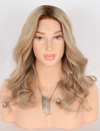 In Stock European Virgin Hair 16" Beach Wave B116 Color Lace Front Silk Top Glueless Wig GLL-08064