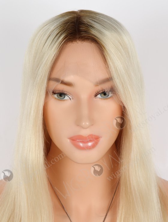 The Best Light Blonde Wig with Brown Roots Full Head Wig for Ladies | In Stock European Virgin Hair 16" Straight T9/60# Color Lace Front Silk Top Glueless Wig GLL-08039-25380