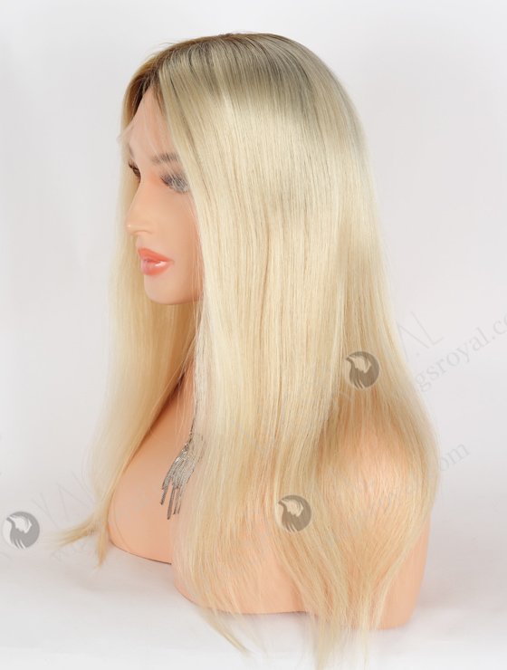 The Best Light Blonde Wig with Brown Roots Full Head Wig for Ladies | In Stock European Virgin Hair 16" Straight T9/60# Color Lace Front Silk Top Glueless Wig GLL-08039-25383