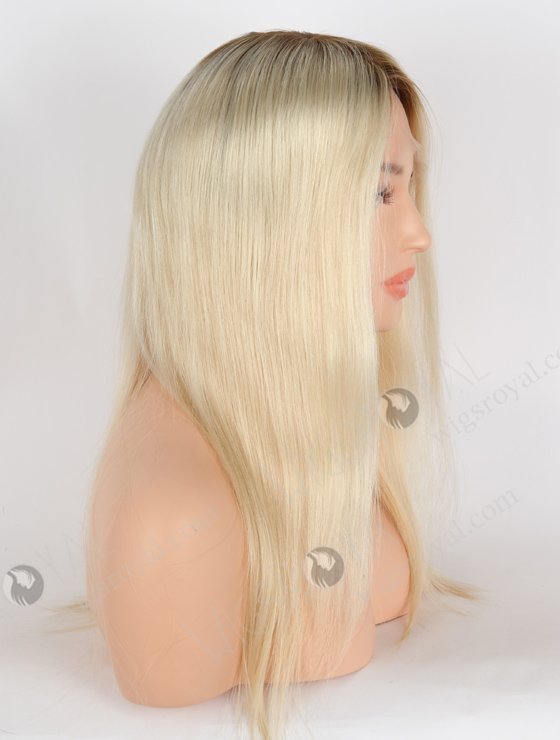 The Best Light Blonde Wig with Brown Roots Full Head Wig for Ladies | In Stock European Virgin Hair 16" Straight T9/60# Color Lace Front Silk Top Glueless Wig GLL-08039-25384