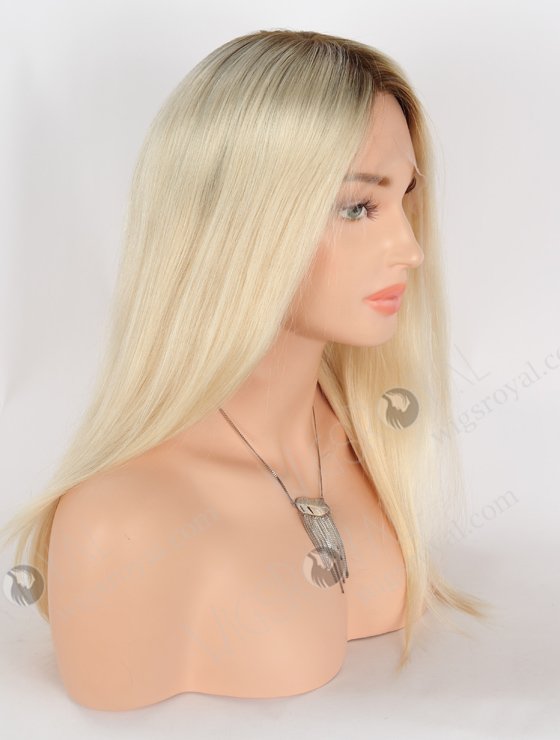 The Best Light Blonde Wig with Brown Roots Full Head Wig for Ladies | In Stock European Virgin Hair 16" Straight T9/60# Color Lace Front Silk Top Glueless Wig GLL-08039-25385