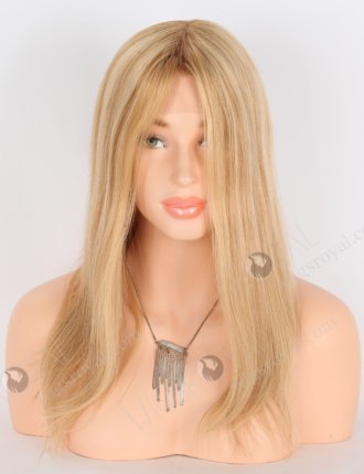 Quality Wigs Online Stunning 16 Inch Silk Top Glueless Cap Honey Blonde Wig with Brown Highlights GLL-08050
