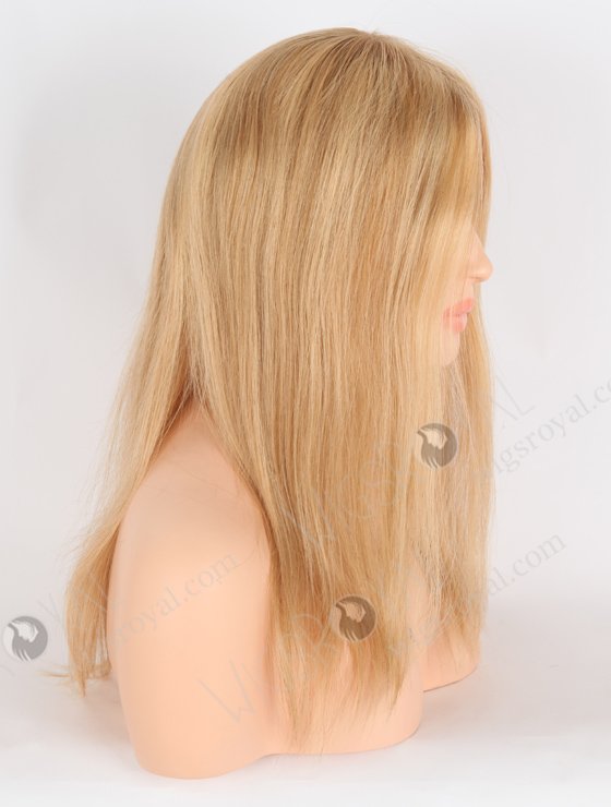 Quality Wigs Online Honey Blonde Wig with Brown Highlights | In Stock European Virgin Hair 16" Straight T8/16# with 8# highlights Color Lace Front Silk Top Glueless Wig GLL-08050-25492