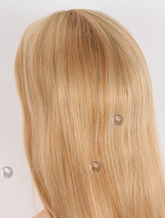 Quality Wigs Online Honey Blonde Wig with Brown Highlights | In Stock European Virgin Hair 16" Straight T8/16# with 8# highlights Color Lace Front Silk Top Glueless Wig GLL-08050-25497