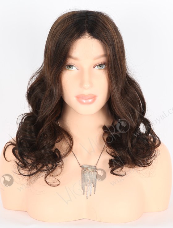 In Stock European Virgin Hair 16" Beach Wave T1/3# With 1# Highlights Color Lace Front Wig RLF-08026-25558