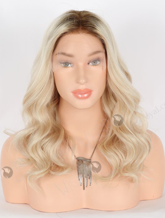 In Stock European Virgin Hair 16" Beach Wave T9#/white Color Lace Front Wig RLF-08028-25580