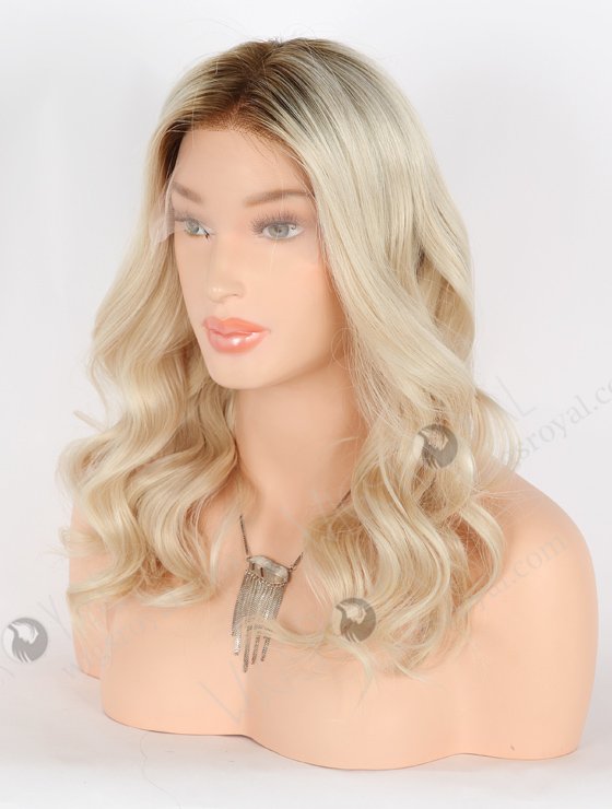 In Stock European Virgin Hair 16" Beach Wave T9#/white Color Lace Front Wig RLF-08028-25582