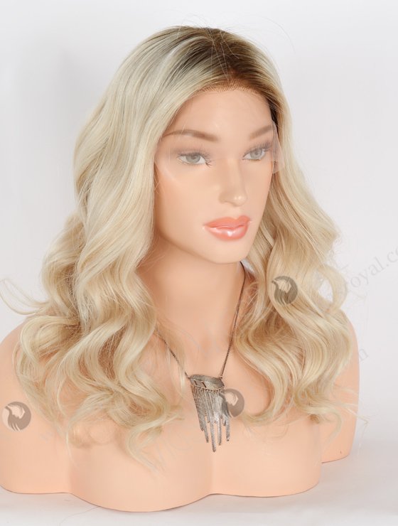 In Stock European Virgin Hair 16" Beach Wave T9#/white Color Lace Front Wig RLF-08028-25585