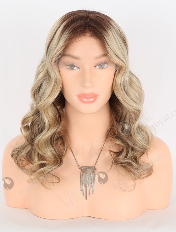 In Stock European Virgin Hair 16" Beach Wave T4/22# With 4# Highlights Color Lace Front Wig RLF-08023-25790