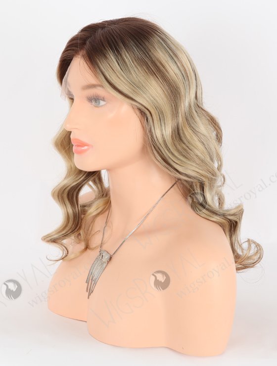 In Stock European Virgin Hair 16" Beach Wave T4/22# With 4# Highlights Color Lace Front Wig RLF-08023-25788