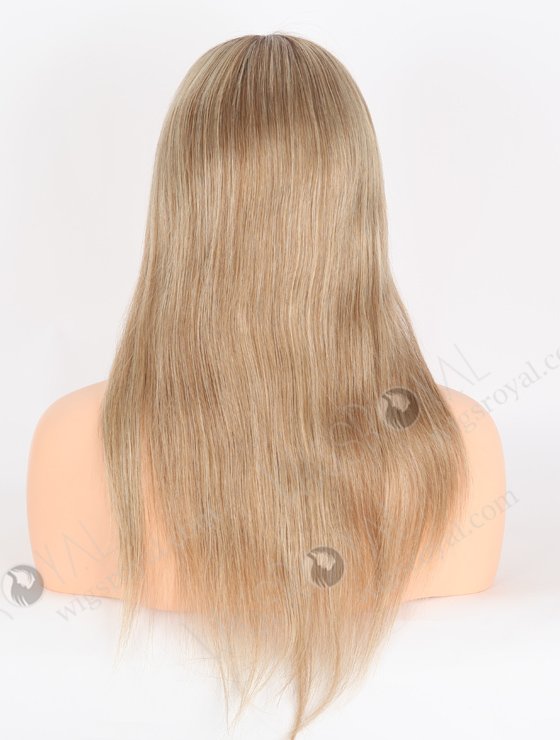 Brown Blonde Blended Wig With Dark Roots Most Natural Looking Wigs | In Stock European Virgin Hair 16" Straight T4/8a# and T4/613# Blended Color Lace Front Silk Top Glueless Wig GLL-08022-25915