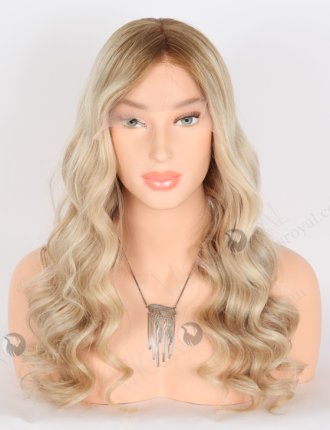 Natural Looking Brown to Blonde Ombre Wig 20 Inch Wavy Remy Hair Invisible Lace Front Wig RLF-08034