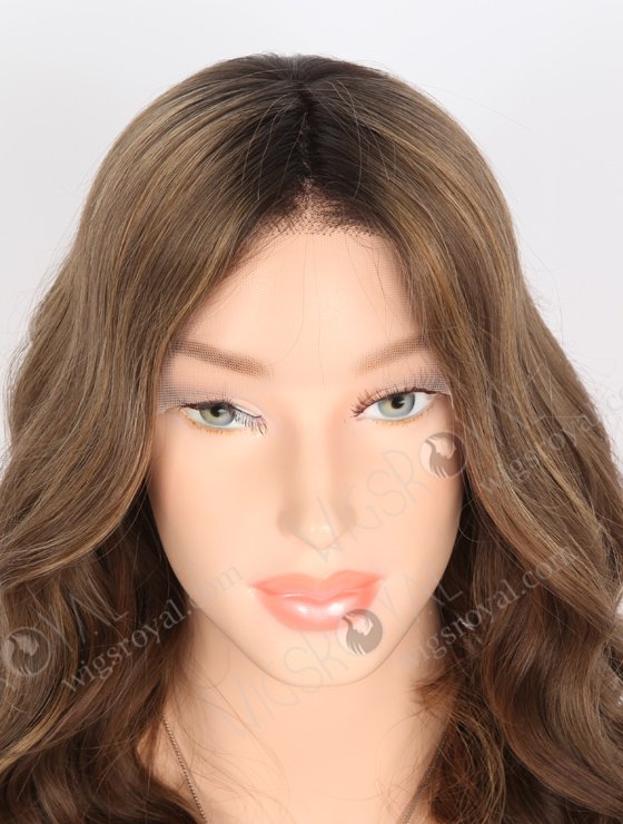 Premium Brown Highlight Color Beach Wave Human Hair Lace Front Wig RLF-08019-25936
