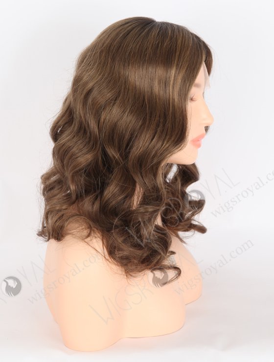 Premium Brown Highlight Color Beach Wave Human Hair Lace Front Wig RLF-08019-25939