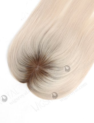 Luxury Best Quality Clip On Platinum Blonde Rooted Human Hair Topper 18 Inch Topper-044