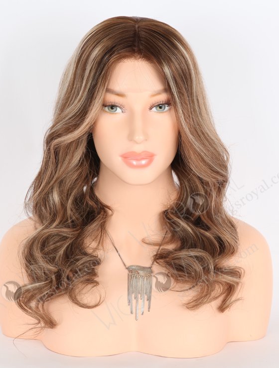 In Stock European Virgin Hair 18" Beach Wave Caramel Latte Color Lace Front Silk Top Glueless Wig GLL-08065-26048