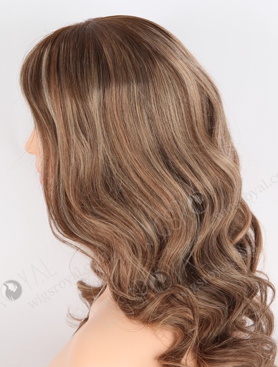 In Stock European Virgin Hair 18" Beach Wave Caramel Latte Color Lace Front Silk Top Glueless Wig GLL-08065-26050