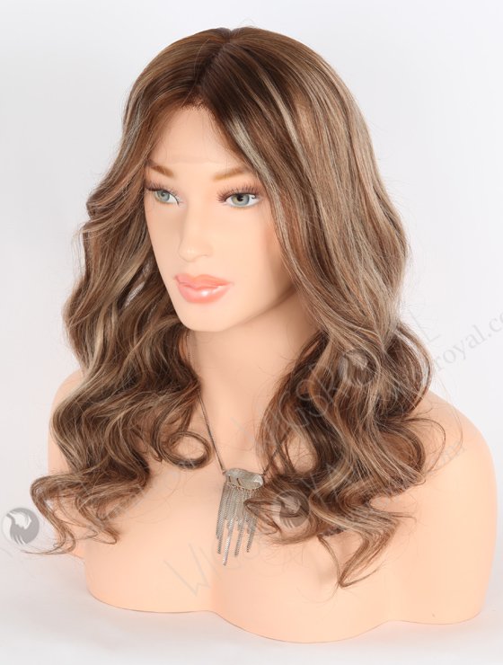In Stock European Virgin Hair 18" Beach Wave Caramel Latte Color Lace Front Silk Top Glueless Wig GLL-08065-26053