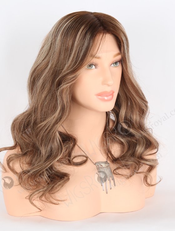 In Stock European Virgin Hair 18" Beach Wave Caramel Latte Color Lace Front Silk Top Glueless Wig GLL-08065-26052