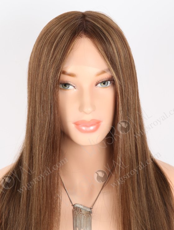 In Stock European Virgin Hair 18" Straight 4# With T4/8# Highlights Color Lace Front Silk Top Glueless Wig GLL-08071-26066