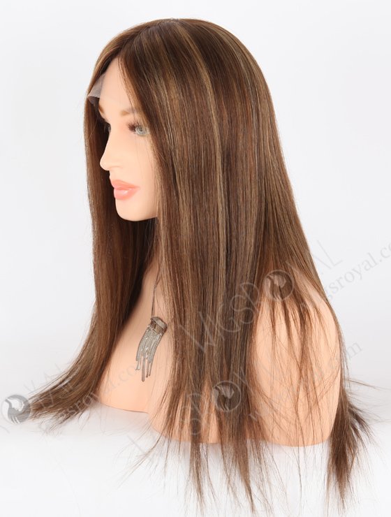 In Stock European Virgin Hair 18" Straight 4# With T4/8# Highlights Color Lace Front Silk Top Glueless Wig GLL-08071-26067