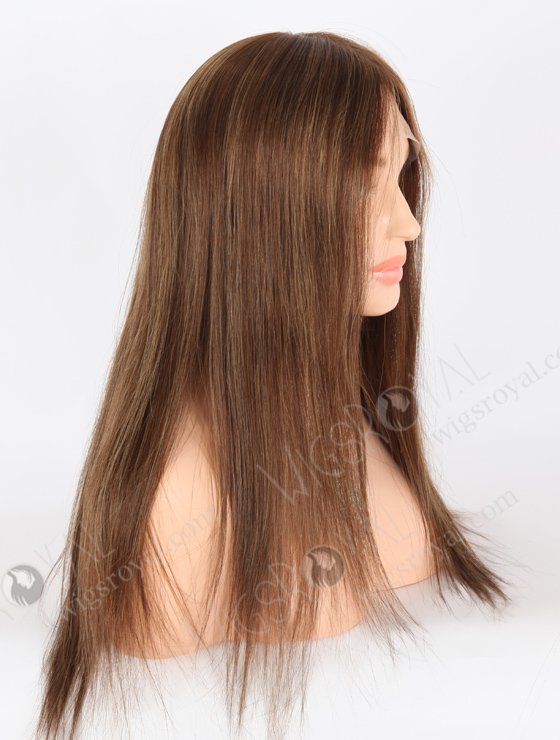 In Stock European Virgin Hair 18" Straight 4# With T4/8# Highlights Color Lace Front Silk Top Glueless Wig GLL-08071-26070