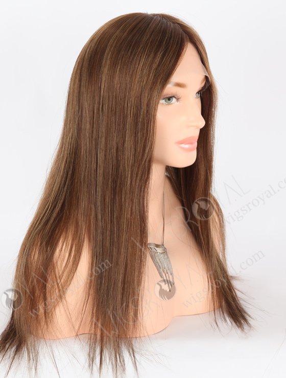 In Stock European Virgin Hair 18" Straight 4# With T4/8# Highlights Color Lace Front Silk Top Glueless Wig GLL-08071-26069