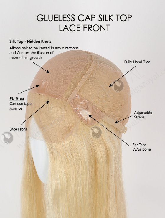 613 Blonde Wig Glueless Full Lace With Silk Top Real Human Hair Wig | In Stock European Virgin Hair 16" Straight 613# Color Lace Front Silk Top Glueless Wig GLL-08014-26252