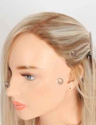 Bob Straight Brown Highlight Color Natural Looking Parting Lace Wig WR-ST-059