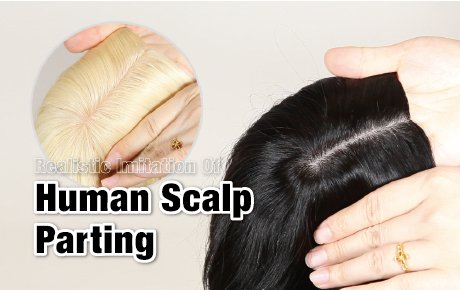 Realistic Imitation Of Human Scalp Parting Light Volume Hair Toppers