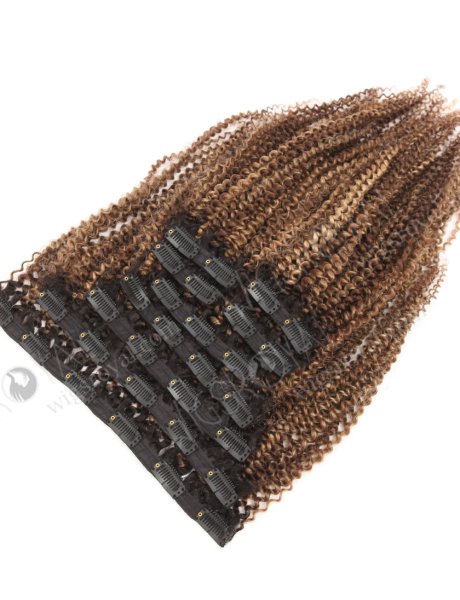 Afro Curly Brazilian Virgin Human Hair Seamless Clip In Hair Extensions WR-CW-014