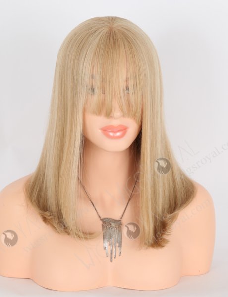 All One Length Fine European Human Hair Lace Front Wigs With Bangs WR-CLF-057