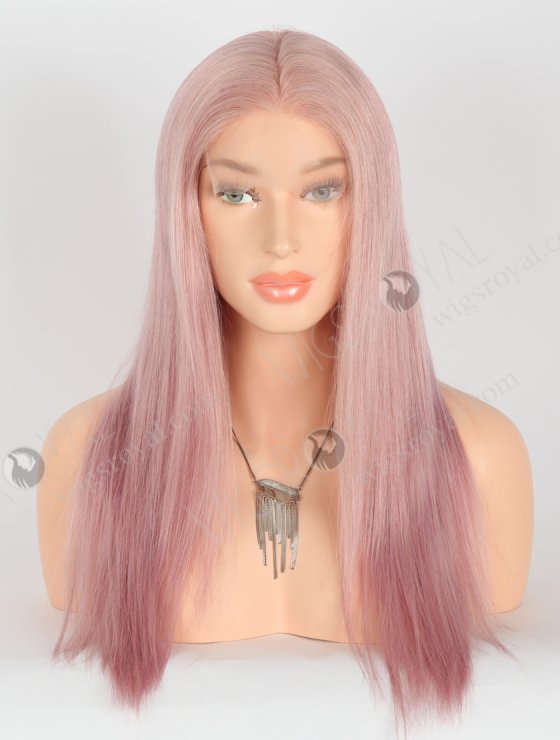 Light Pink Color Human Hair Silky Straight High Density Lace Front Wigs WR-CLF-058-26644