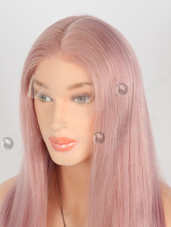 Light Pink Color Human Hair Silky Straight High Density Lace Front Wigs WR-CLF-058-26645