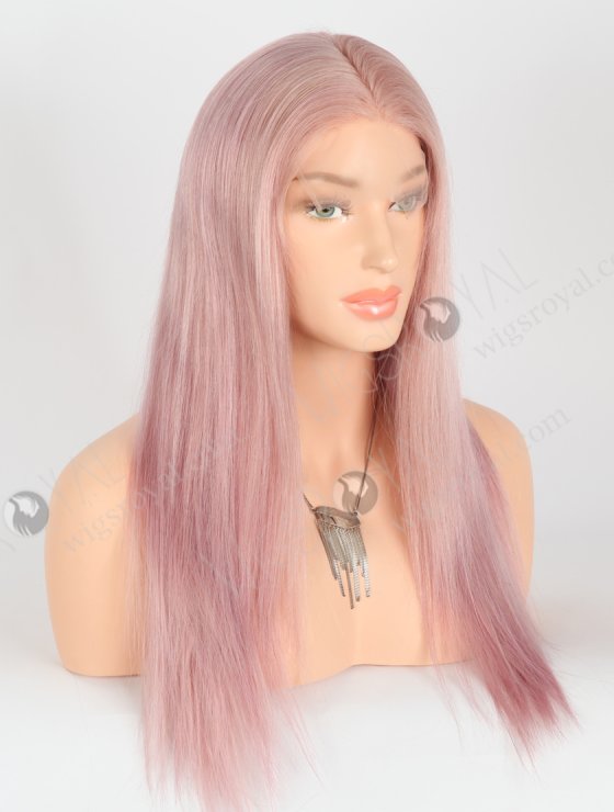 Light Pink Color Human Hair Silky Straight High Density Lace Front Wigs WR-CLF-058-26646