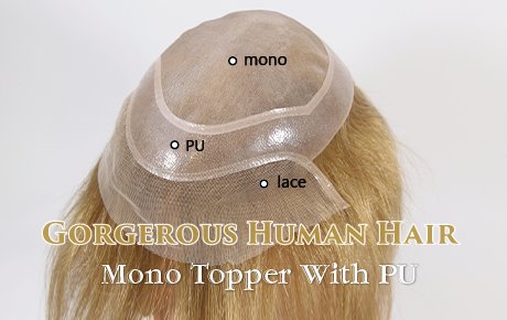 Short Style Natural Looking Hairline Gorgerous Human Hair Mono Topper With PU