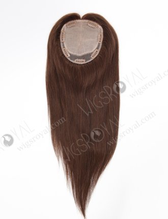 Clip In Crown Filler Hair Pieces 16" Chocolate Brown Premium Remy Human Hair Topper-053
