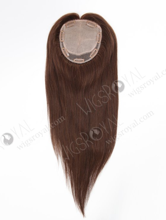 Clip In Crown Filler Hair Pieces 16" Chocolate Brown Premium Remy Human Hair Topper-053