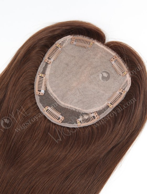 Clip In Crown Filler Hair Pieces 16" Chocolate Brown Premium Remy Human Hair Topper-053-26690