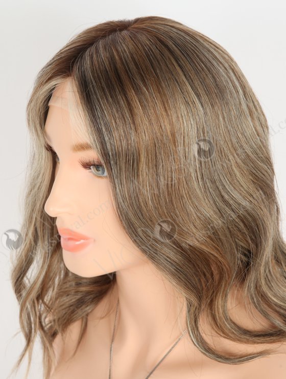 In Stock European Virgin Hair 12" All One Length Slight Wave 10/2/60#, Roots 3# Color Silk Top Gripper Wig GRP-08108-26740
