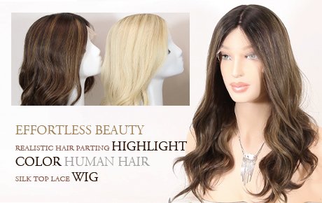 Effortless Beauty Realistic Hair Parting Highlight Color Human Hair Silk Top Lace Wig
