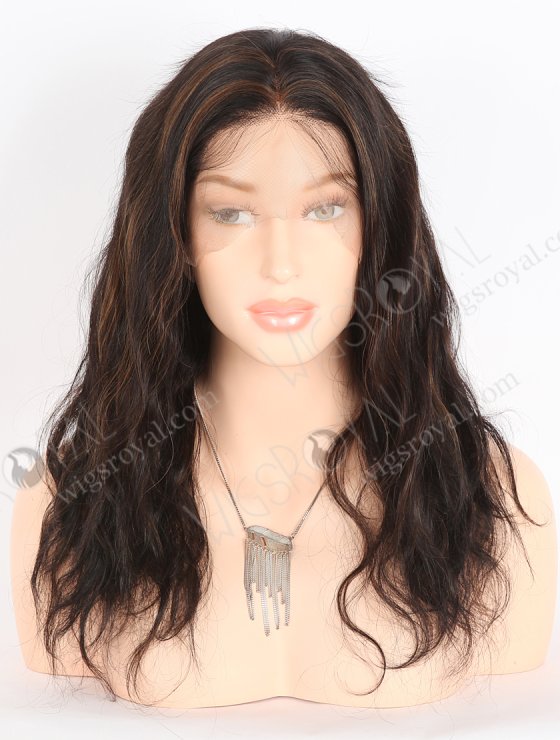 In Stock Indian Remy Hair 14" Body Wave 1b/4# Highlights Color Full Lace Wig FLW-01897