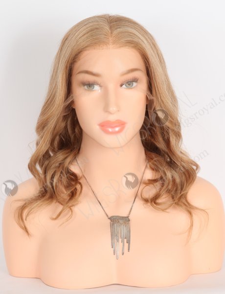 In Stock Brazilian Virgin Hair 12" Beach Wave 30#/27# Evenly Blended Color Lace Front Wig MLF-04034